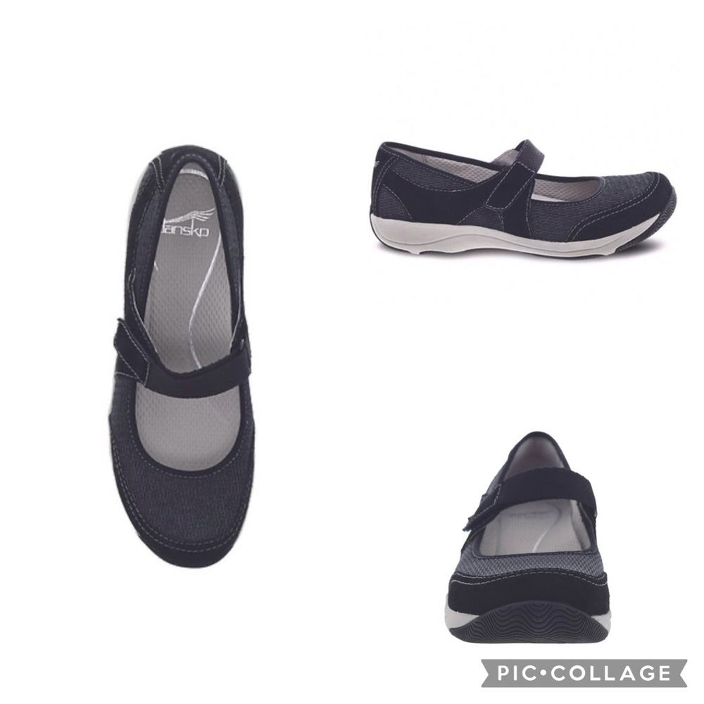 DANSKO SHOES WOMEN'S HENNIE MARY JANE ATHLETIC BLACK LEATHER/TEXTILE UPPER